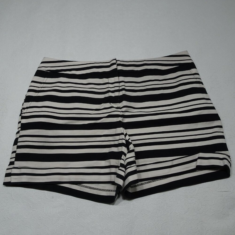 Apt 9 Chino Shorts Size 12 Black White Stripe Flat Front Casual Summer